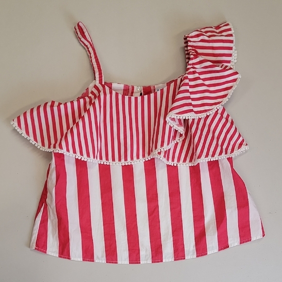 Mayoral Red and White Striped Camisole with Ruffles - Picture 5 of 7